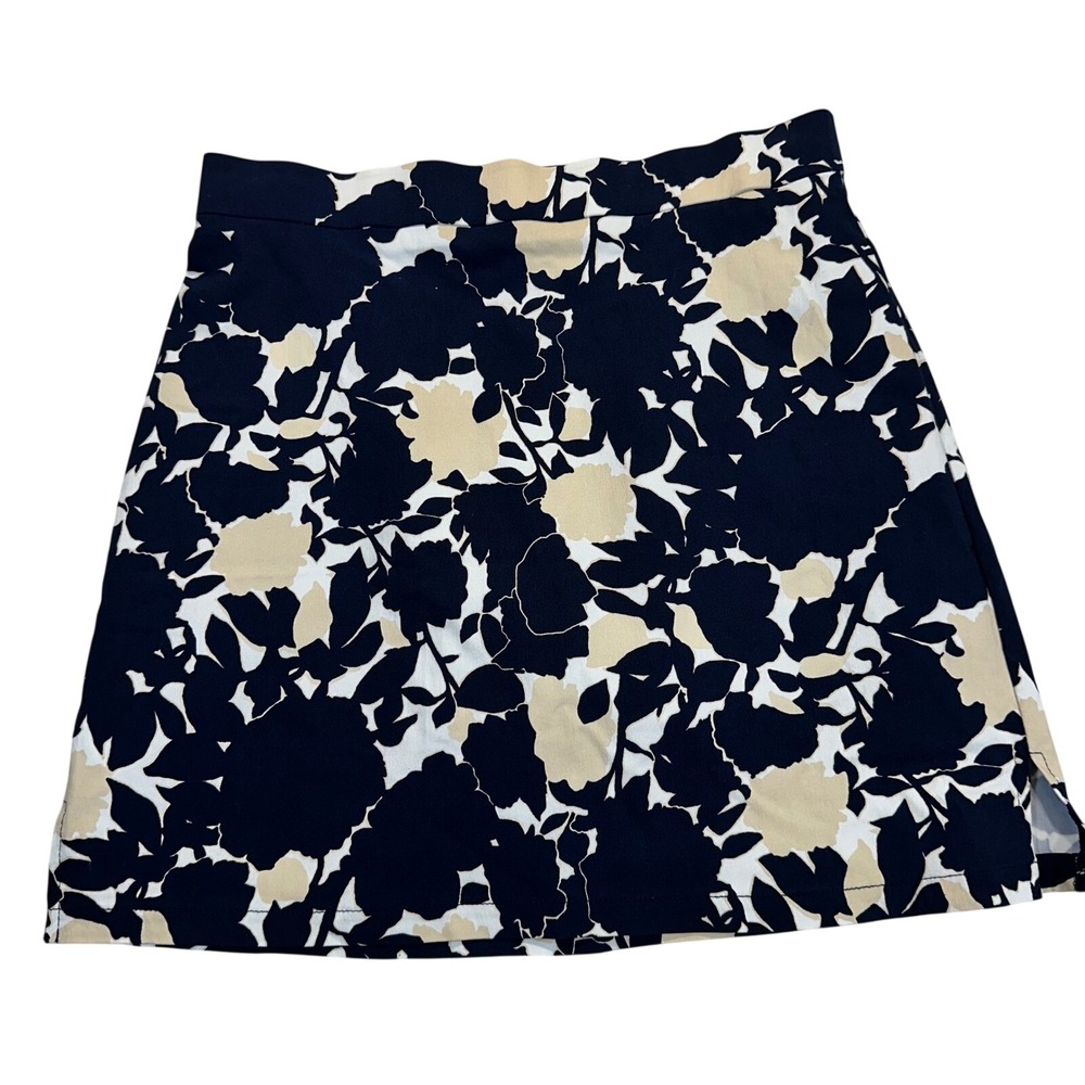 Rafaella Women‎ Navy Blue Beige Floral Skort Mini Skirt Size S SA4574